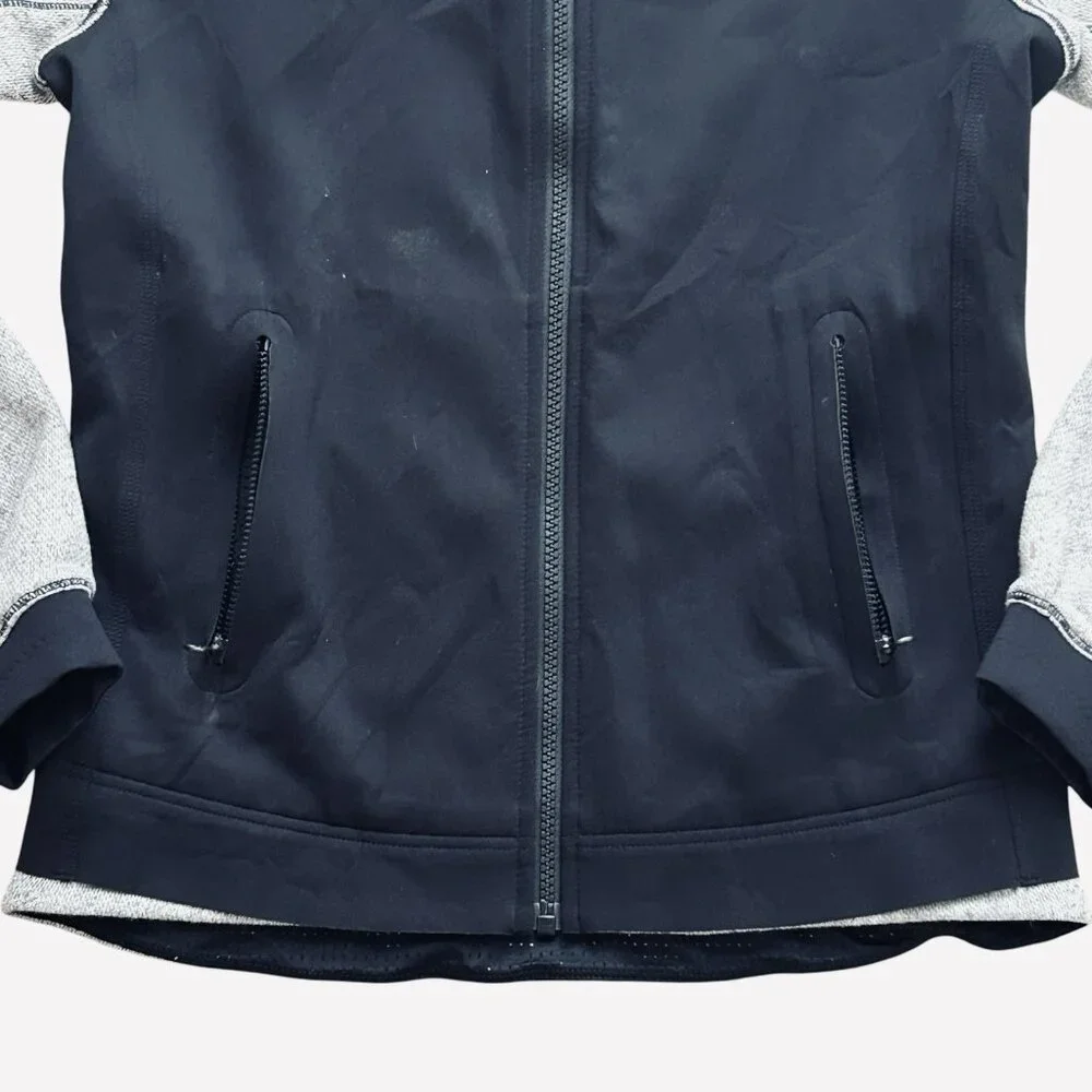 Lululemon Womens Jacket Size 4 Black Gray Var-City Bomber Baseball Stitching‎